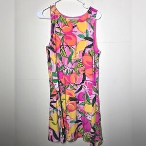 Women's Pappagallo Peachy Keen Sleeveless Vibrant Fruit Dress, Size Large
